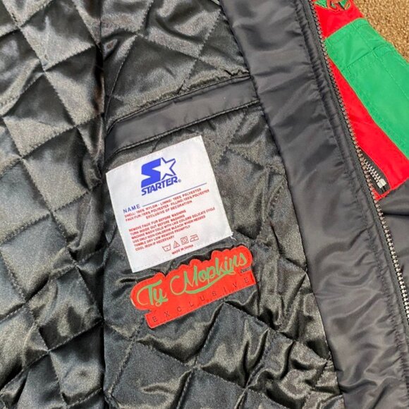 CLEVELAND GUARDIANS Ty Mopkins STARTER Winter Jacket Fleece Lining BLACKLARGE
